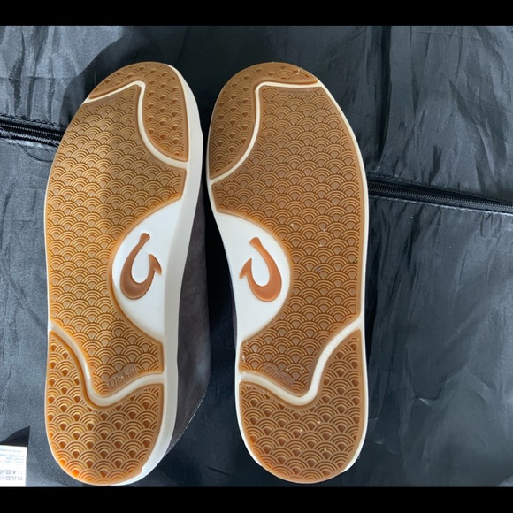 olukai laeahi-li-ili-mens leather-sneakers in charcoal gray - Picture 3 of 8